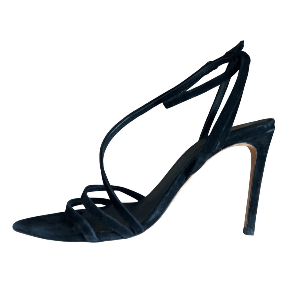 IRO Paris Romy Black Strappy‎ Suede Sandal Stiletto Heels Size 38